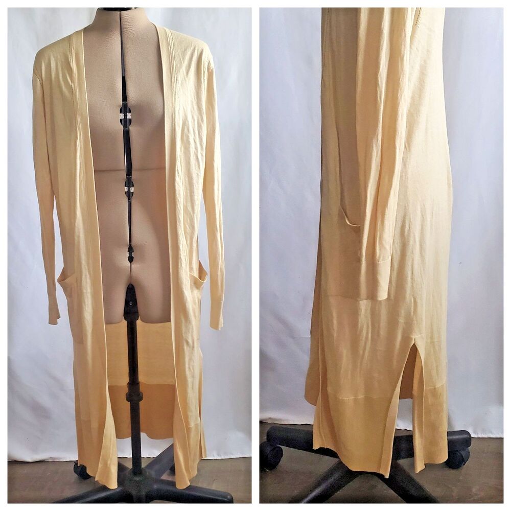 Banana Republic Women's Duster Cardigan Small Light Yellow Longline Open Front